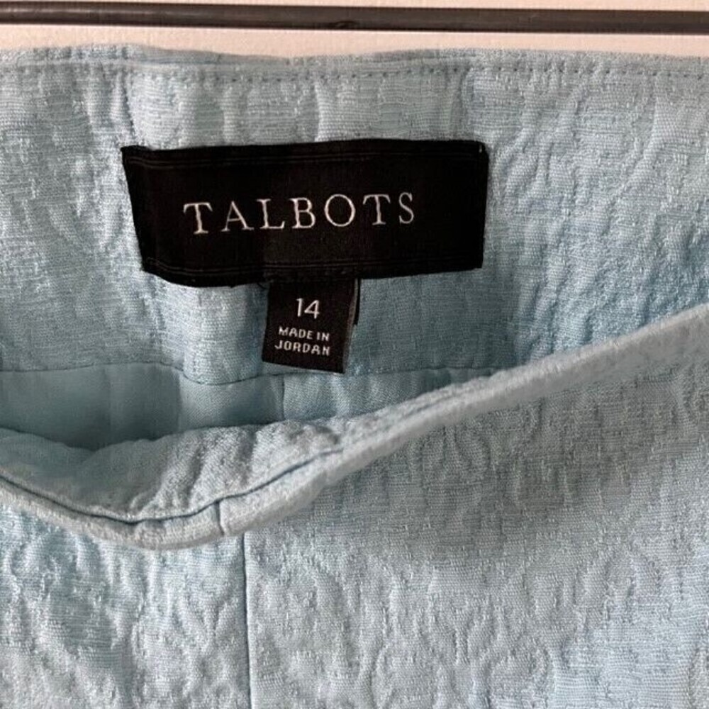 Talbots Turquoise Patterned Pixie Pants Size 14 - image 6